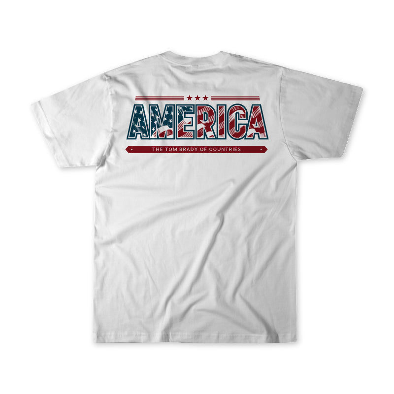 America The Tom Brady of Countries patriotic t shirt by Old Glory Supply Co in red white and blue