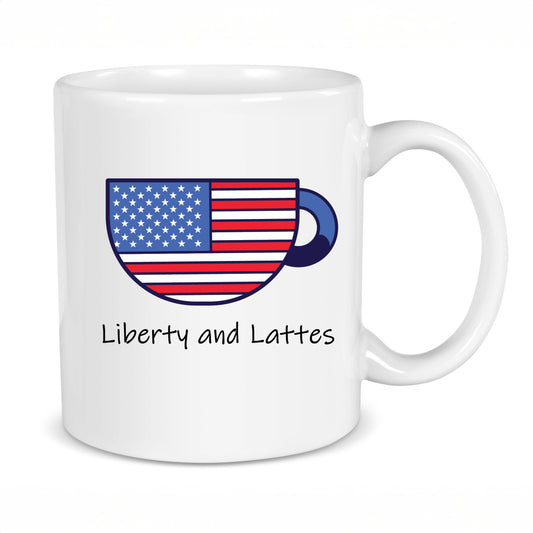 Liberty and Lattes Patriotic Coffee Mug